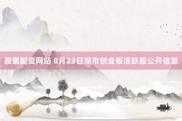 股票配资网站 8月23日深市创业板活跃股公开信息