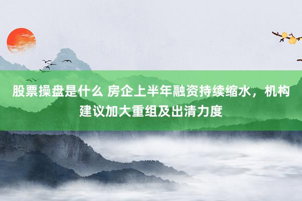股票操盘是什么 房企上半年融资持续缩水，机构建议加大重组及出清力度