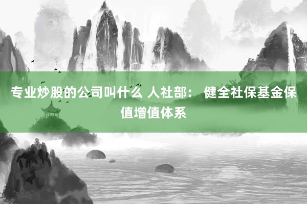 专业炒股的公司叫什么 人社部： 健全社保基金保值增值体系
