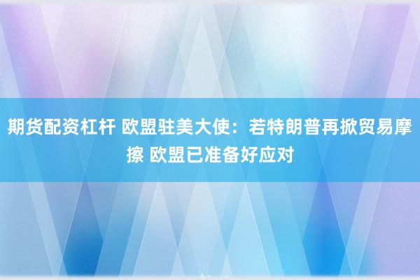 期货配资杠杆 欧盟驻美大使：若特朗普再掀贸易摩擦 欧盟已准备好应对