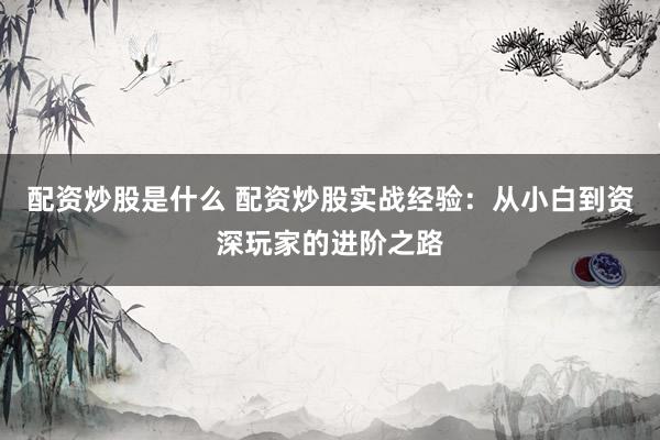 配资炒股是什么 配资炒股实战经验：从小白到资深玩家的进阶之路